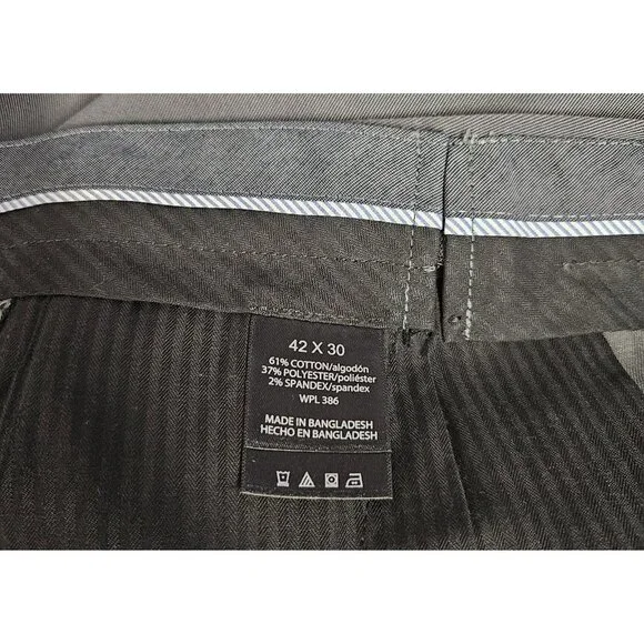 Haggar Pants Mens 42x30 Classic Fit Premium No Iron Khaki Flat Front Gray New - Picture 5 of 5
